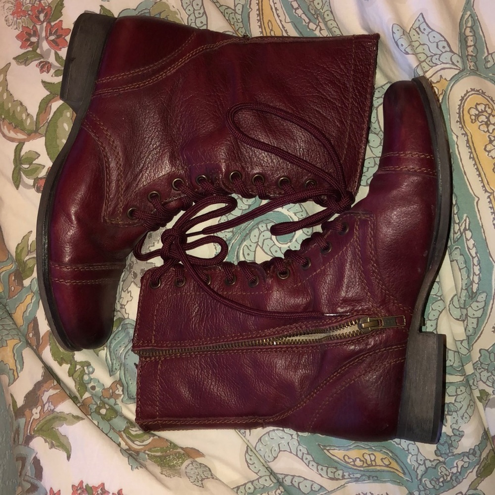 Maroon Steve Madden Combat Boots